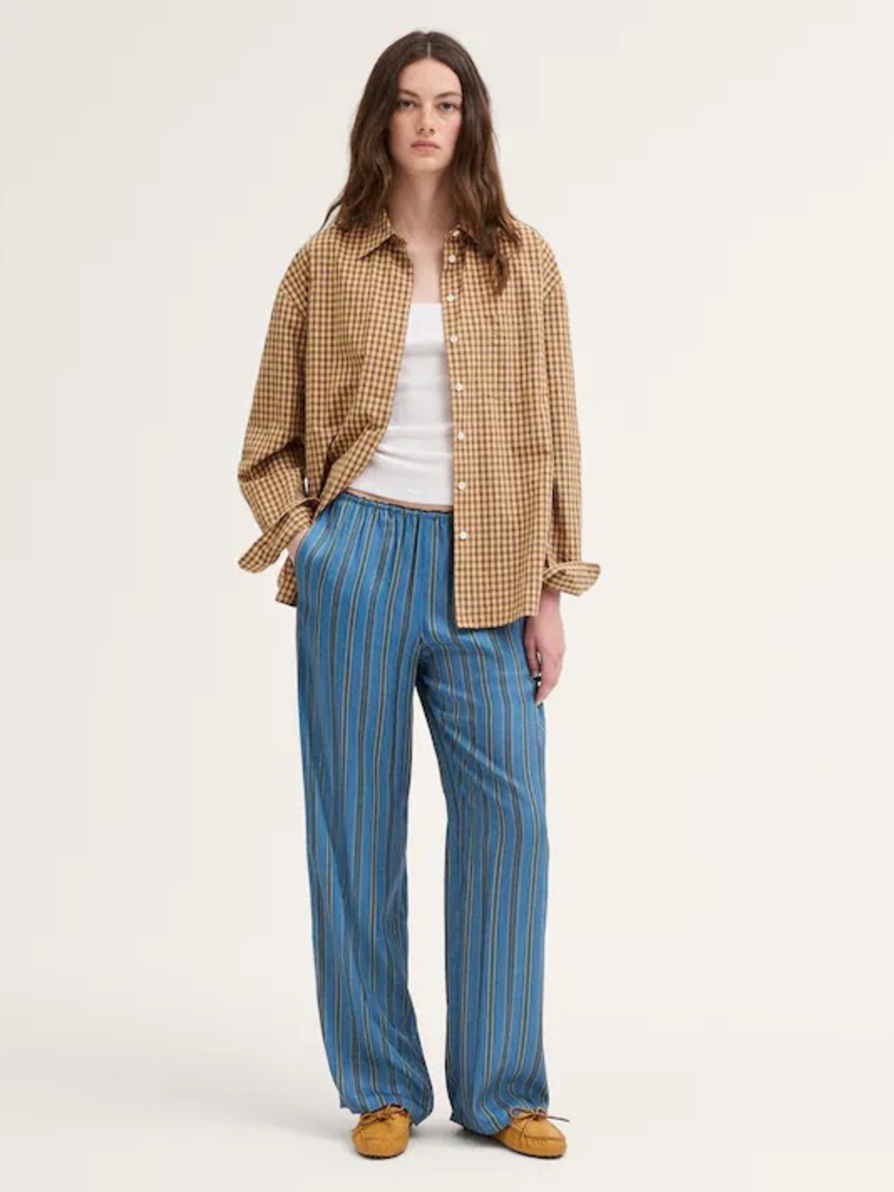 Madewell Blue Vertical-Striped Elastic Waist Men's Pants